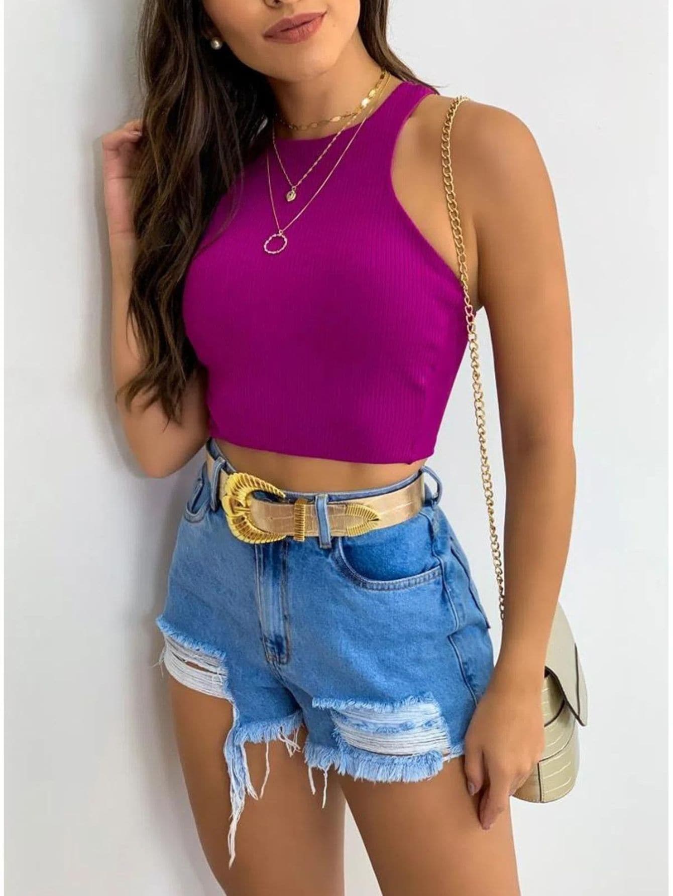 Cropped Blusinha Feminina Simples Básico Regata Liso