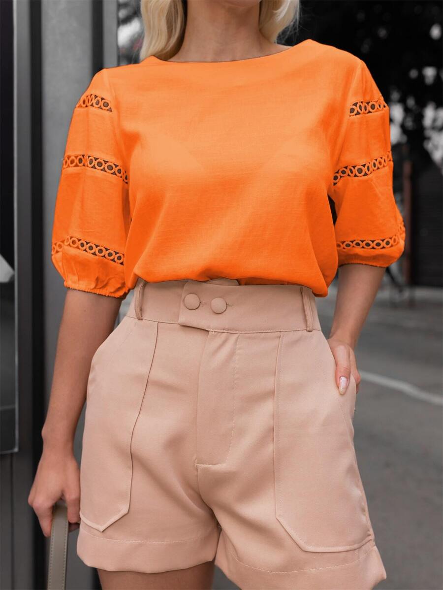 Blusa Feminina de Linho com Detalhe em Guipir