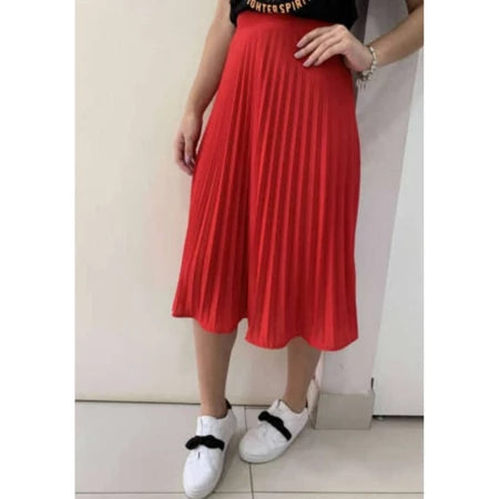 Saia Midi Plissada Feminina