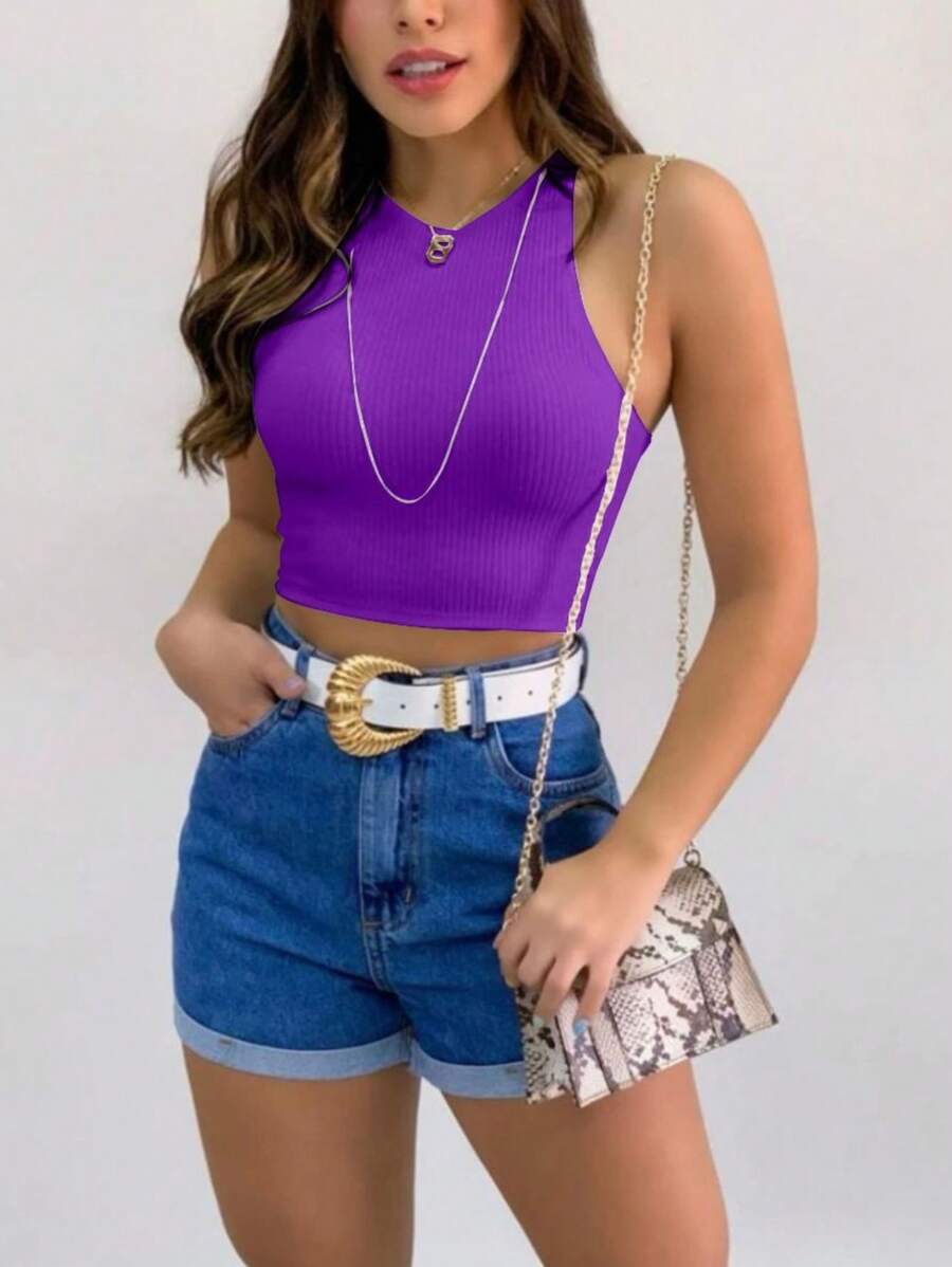 Cropped Blusinha Feminina Simples Básico Regata Liso