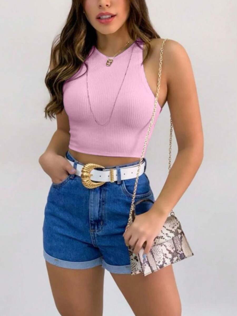 Cropped Blusinha Feminina Simples Básico Regata Liso