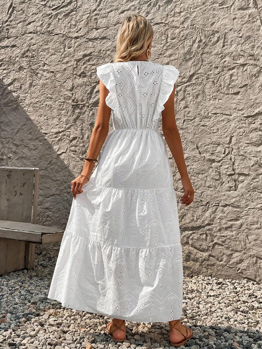 Vestido Longo de Lese com Manga Princesa