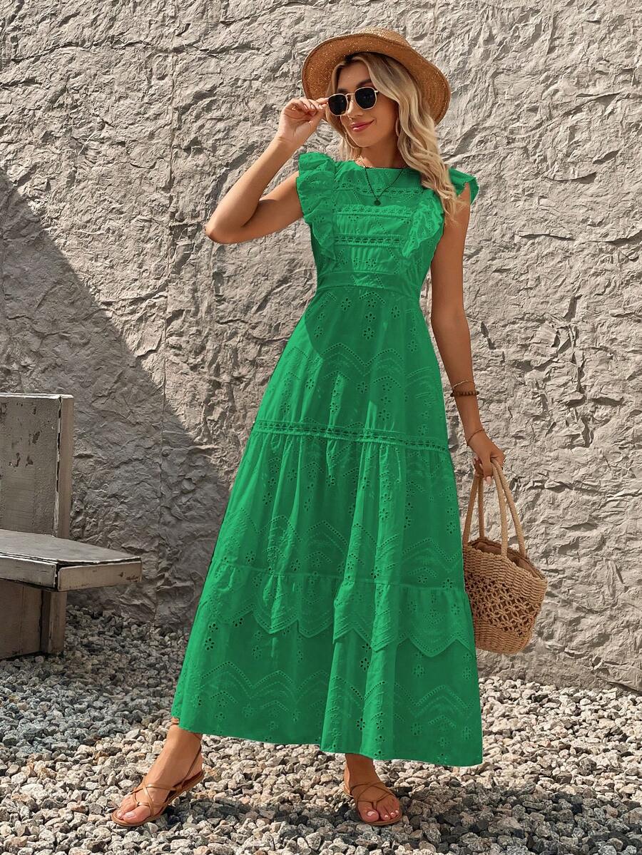Vestido Longo de Lese com Manga Princesa