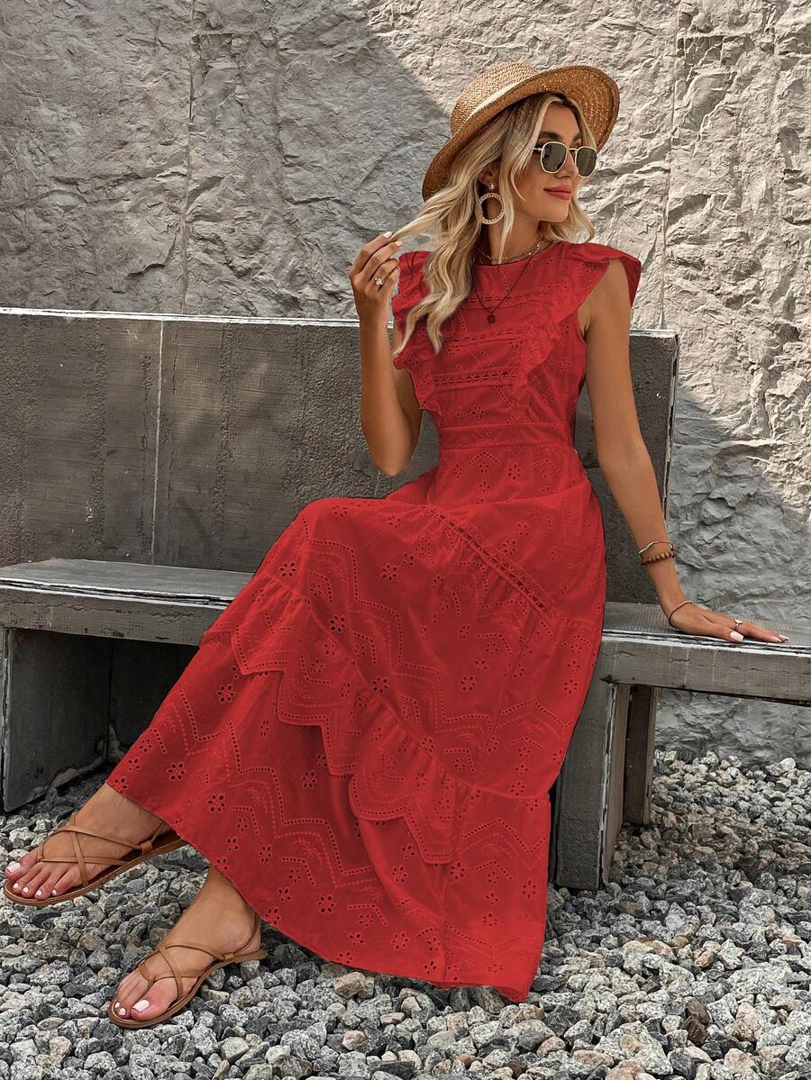Vestido Longo de Lese com Manga Princesa