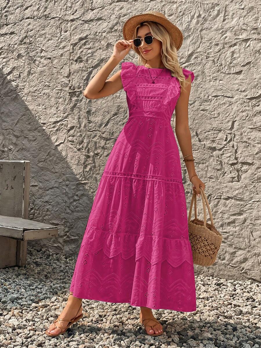 Vestido Longo de Lese com Manga Princesa