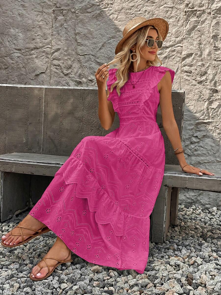 Vestido Longo de Lese com Manga Princesa