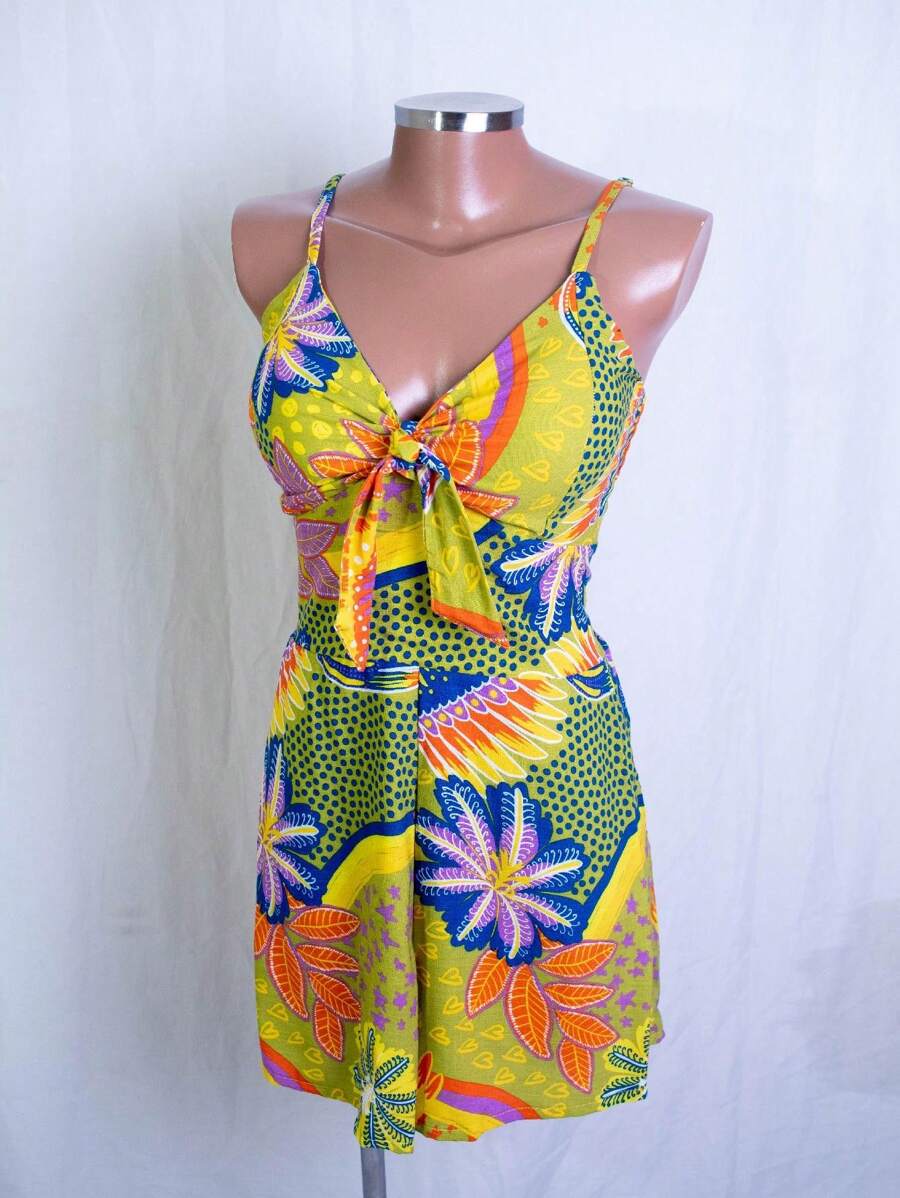Macaquinho Feminino Estampado com Lastex