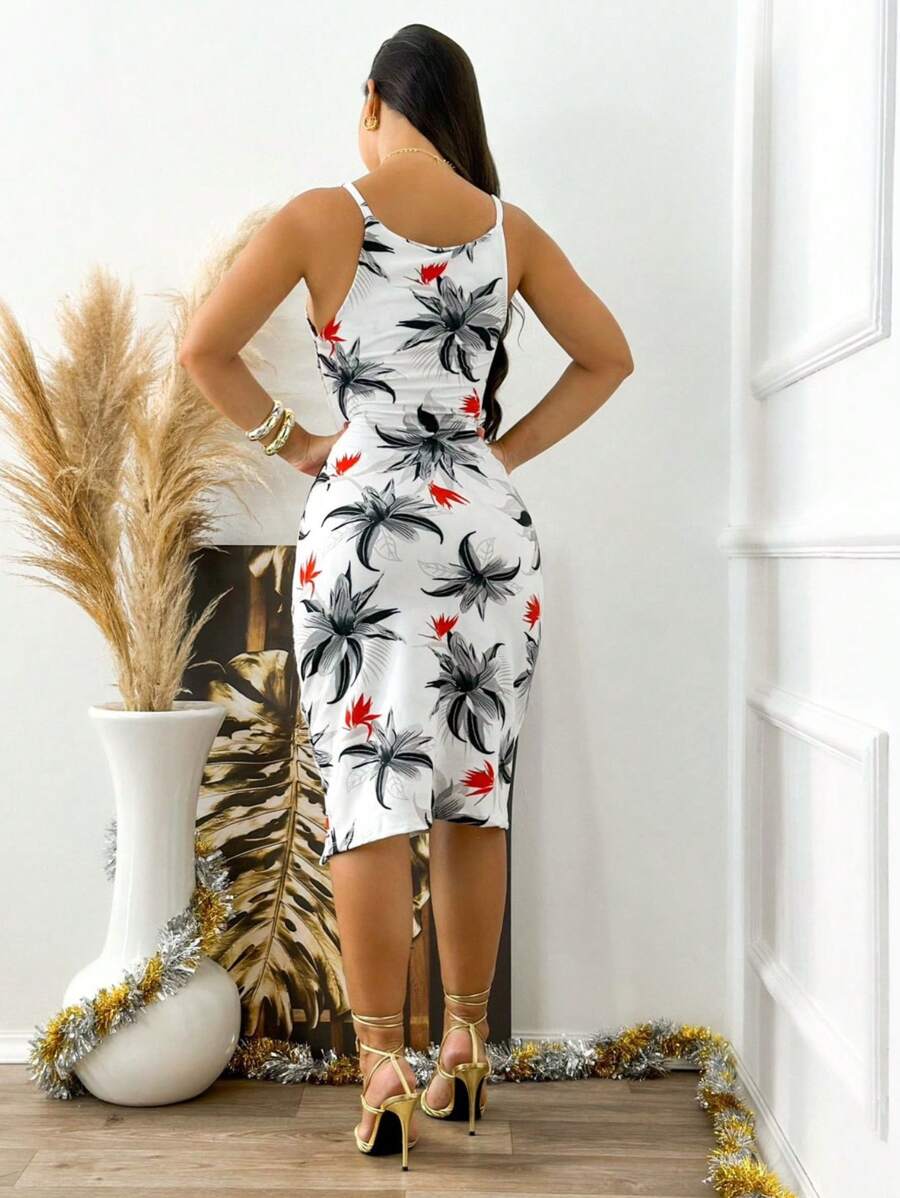 Vestido Feminino Midi Neoplex de Alcinha com Fenda