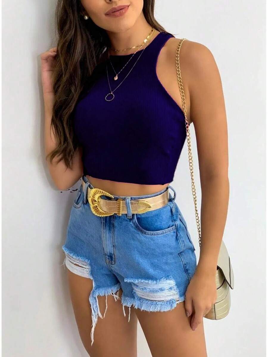 Cropped Blusinha Feminina Simples Básico Regata Liso
