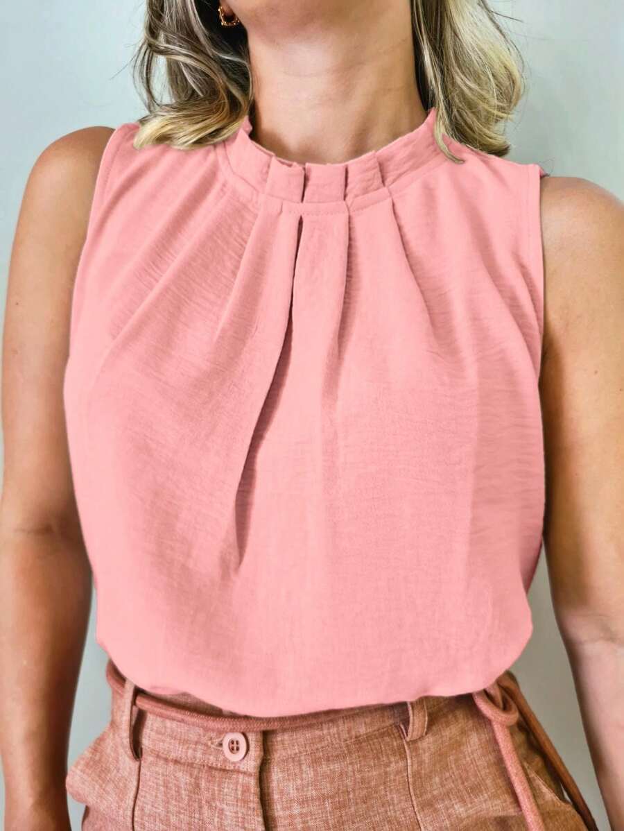 Blusa Feminina Social Regata Gola Alta
