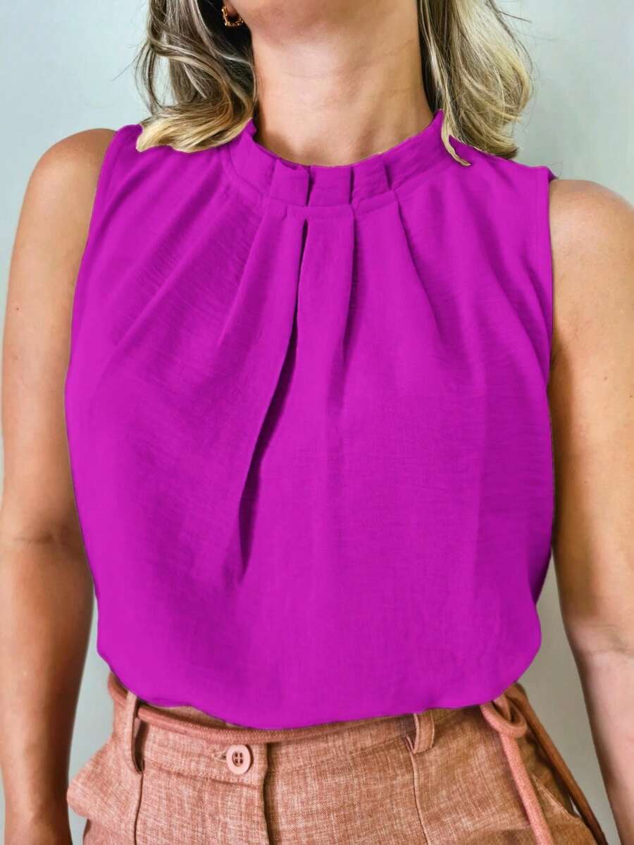 Blusa Feminina Social Regata Gola Alta