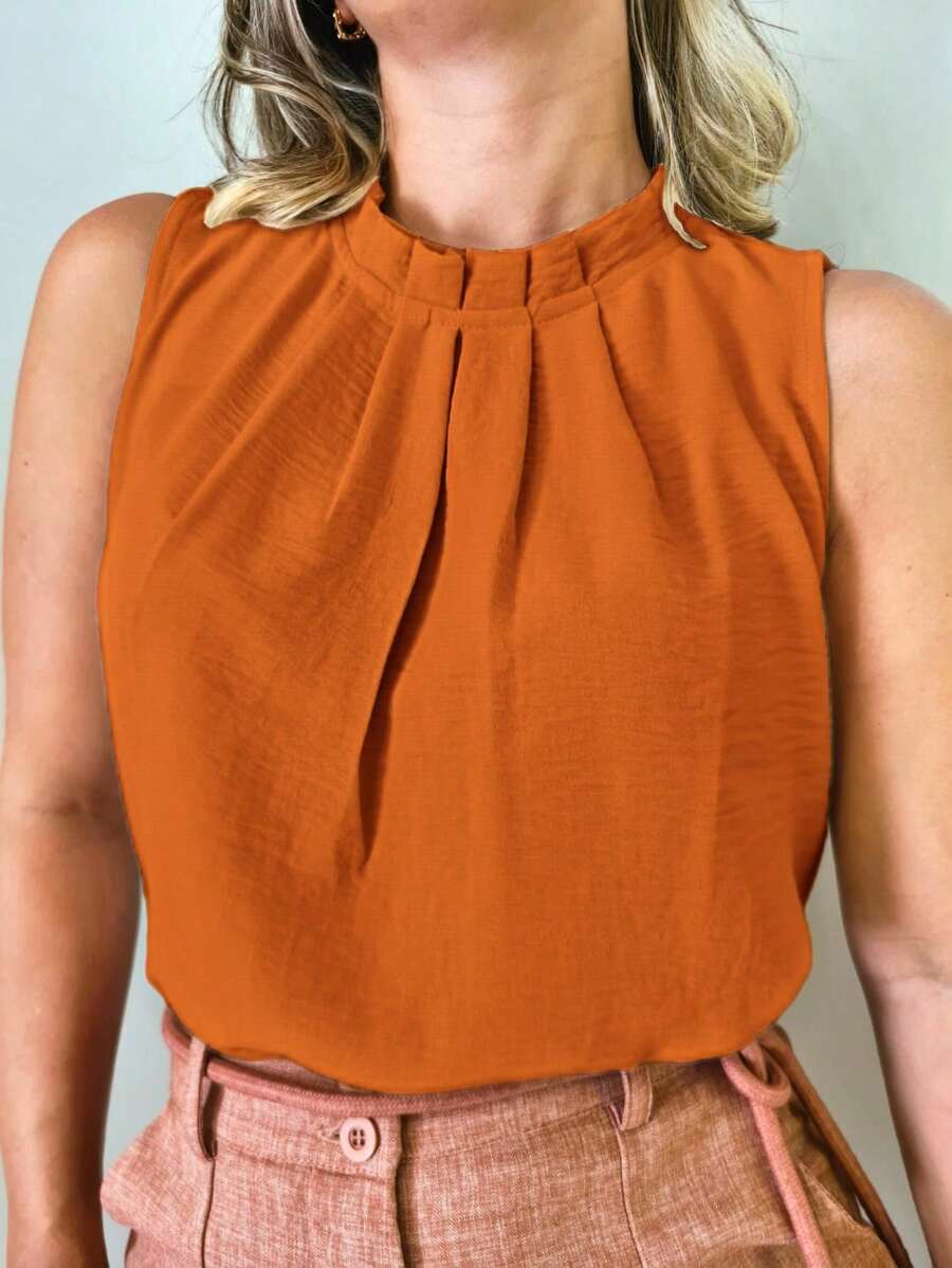 Blusa Feminina Social Regata Gola Alta