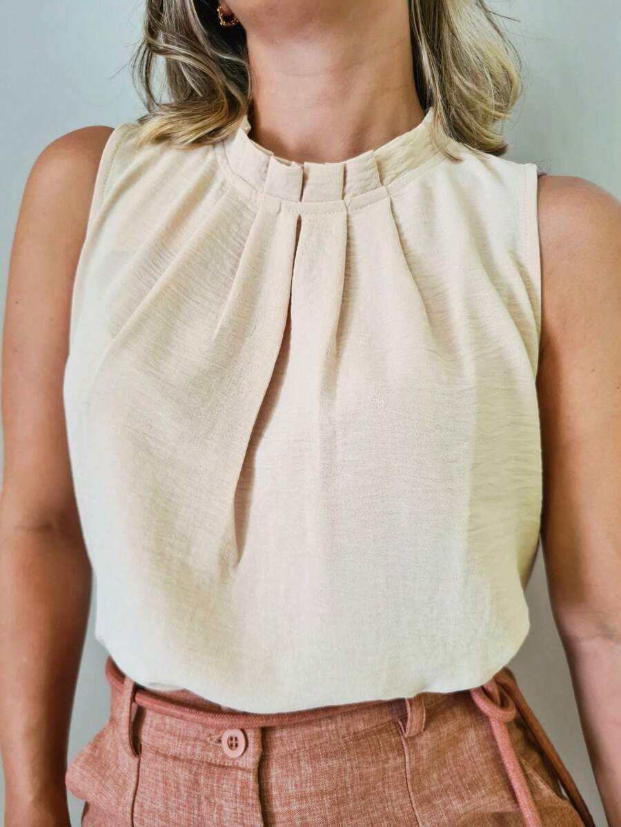 Blusa Feminina Social Regata Gola Alta