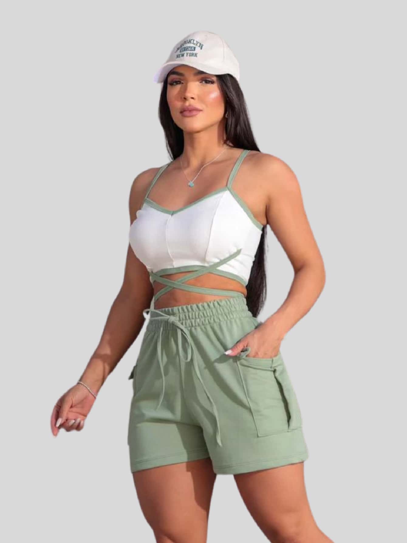 Conjunto Feminino Blusa e Short com Bolsos