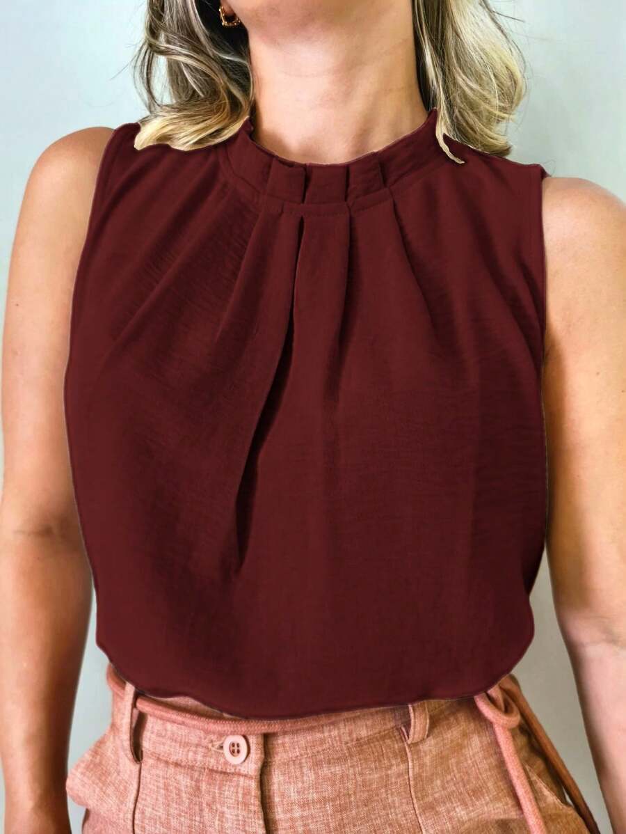 Blusa Feminina Social Regata Gola Alta