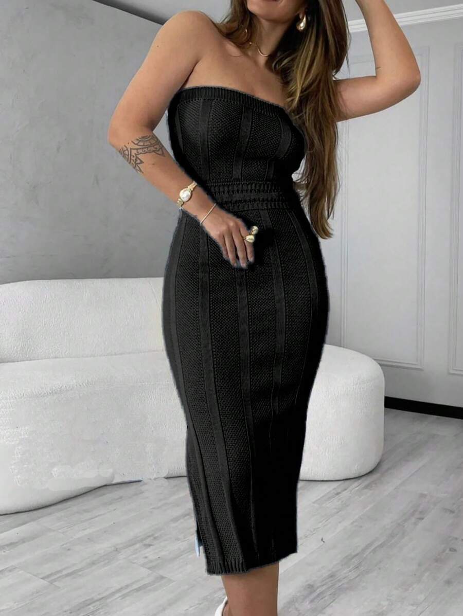 Vestido Feminino Tomara que Caia em Linha Tricô Modal