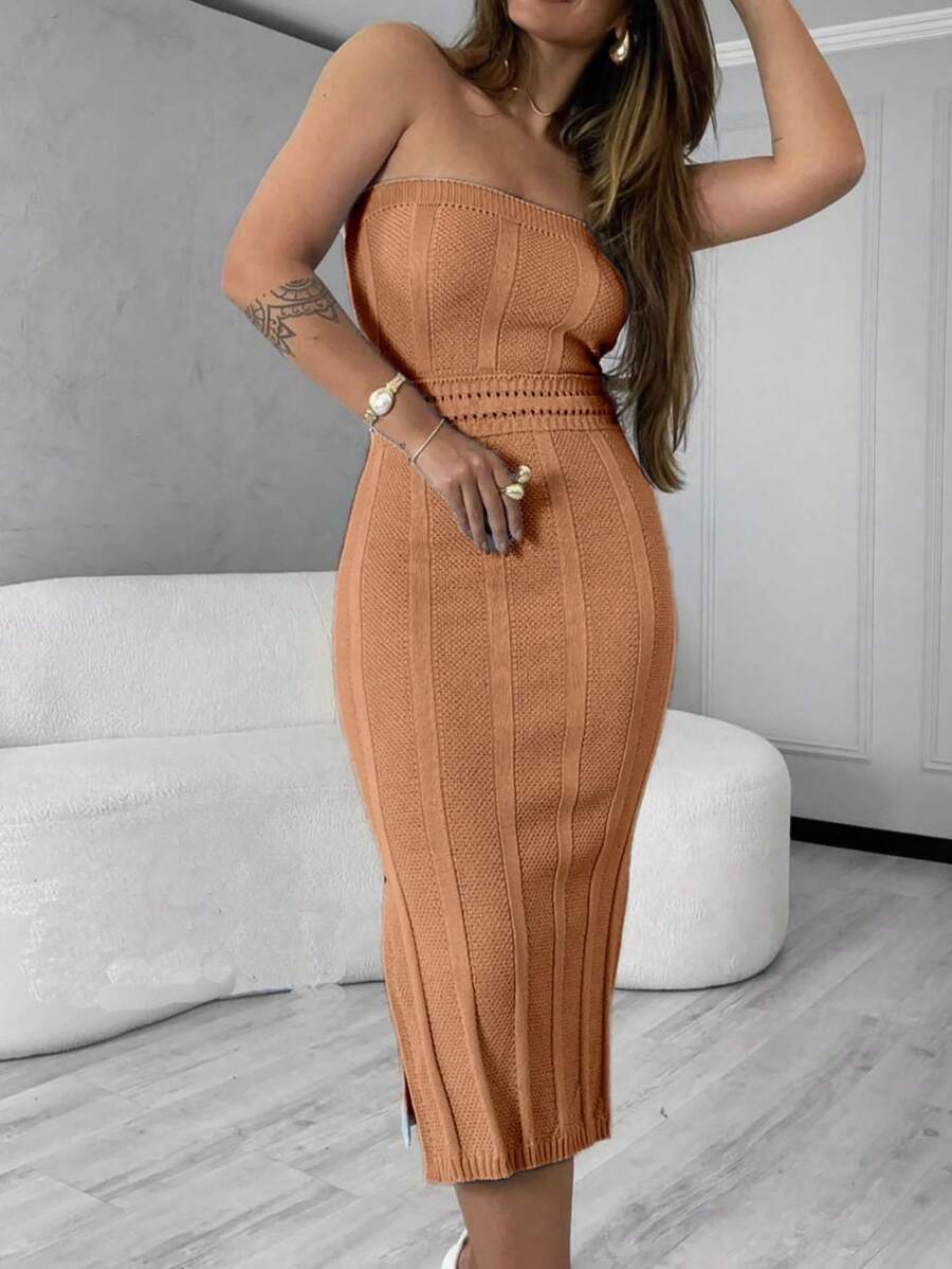 Vestido Feminino Tomara que Caia em Linha Tricô Modal