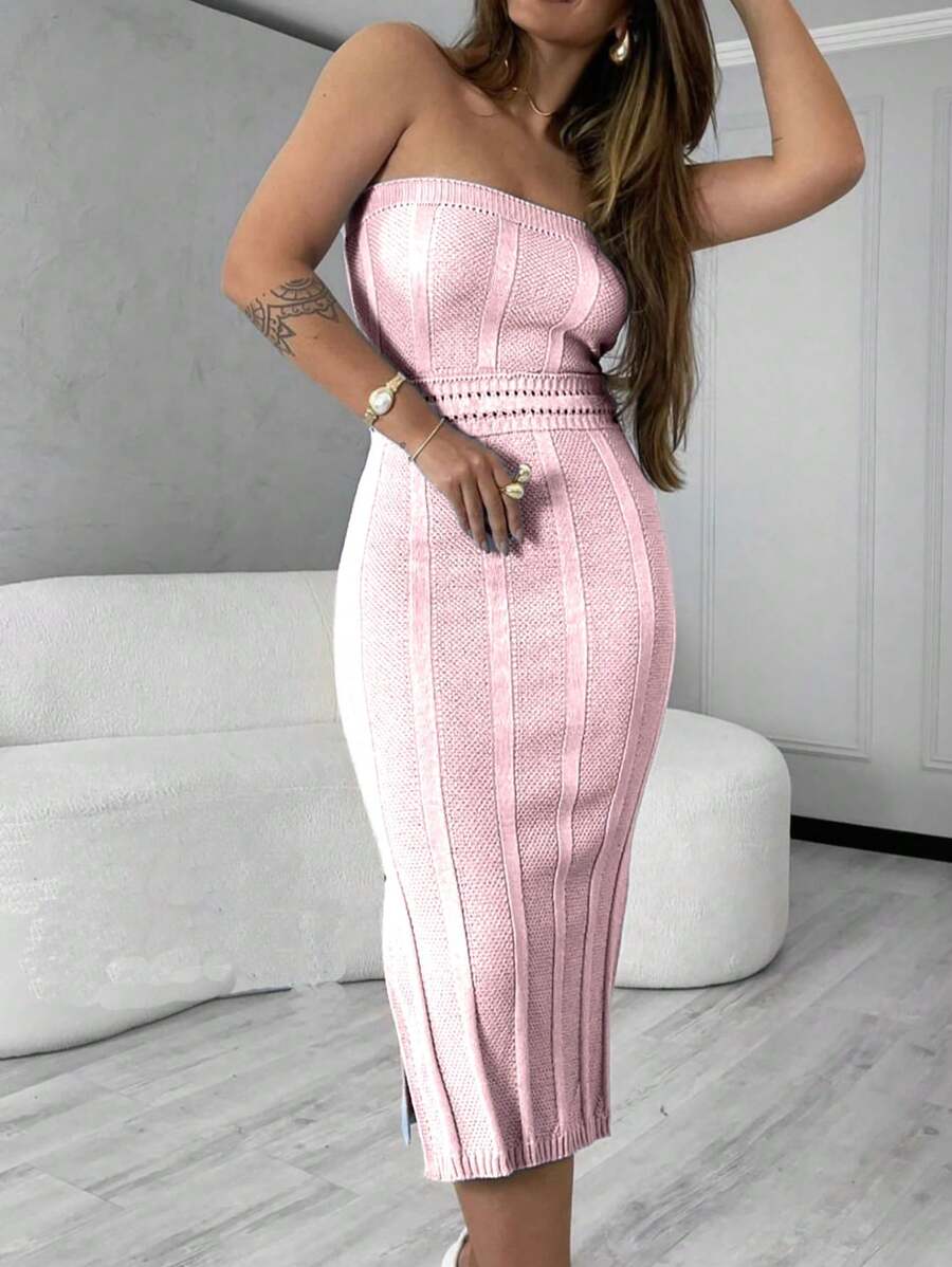 Vestido Feminino Tomara que Caia em Linha Tricô Modal