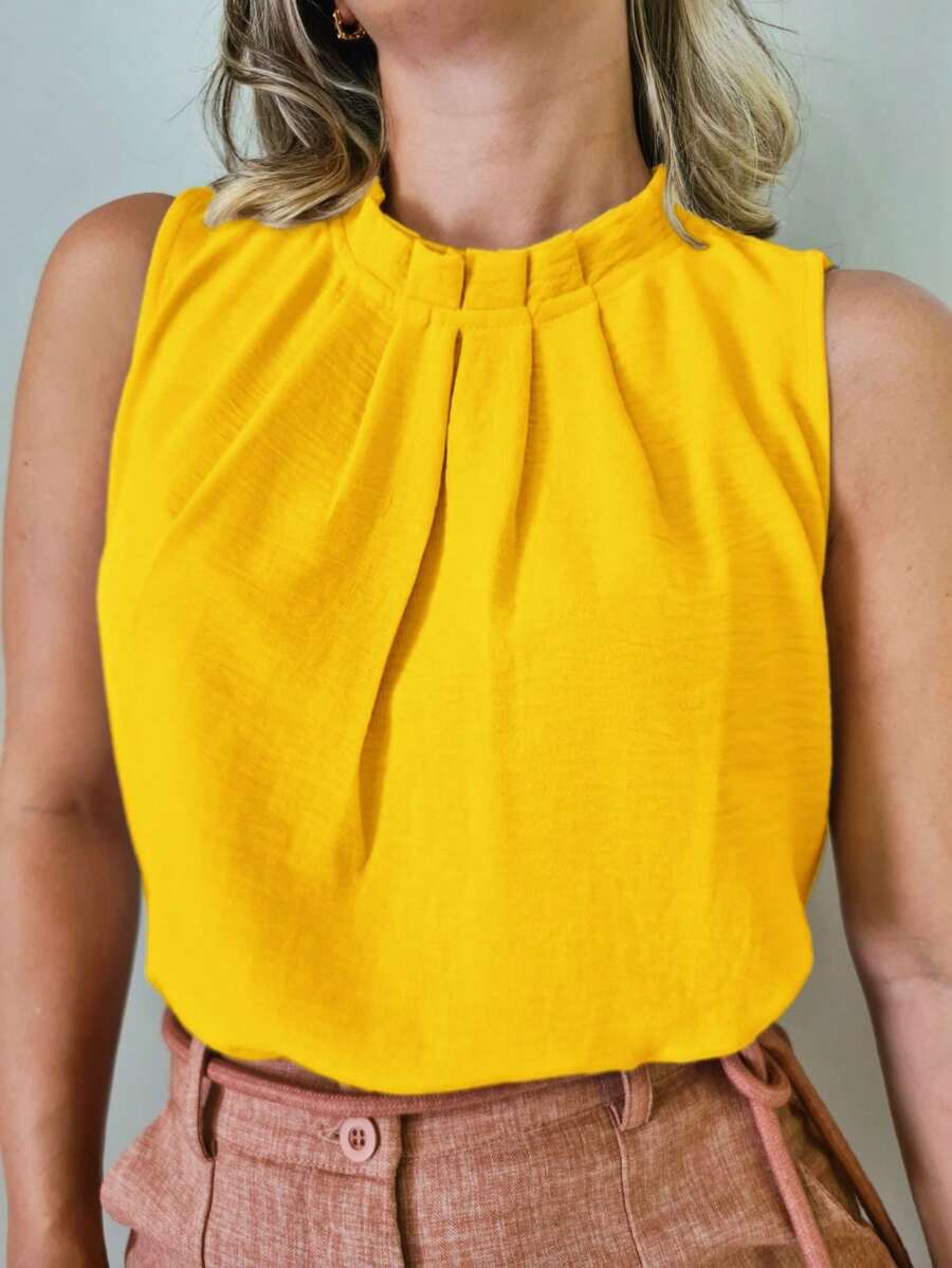 Blusa Feminina Social Regata Gola Alta