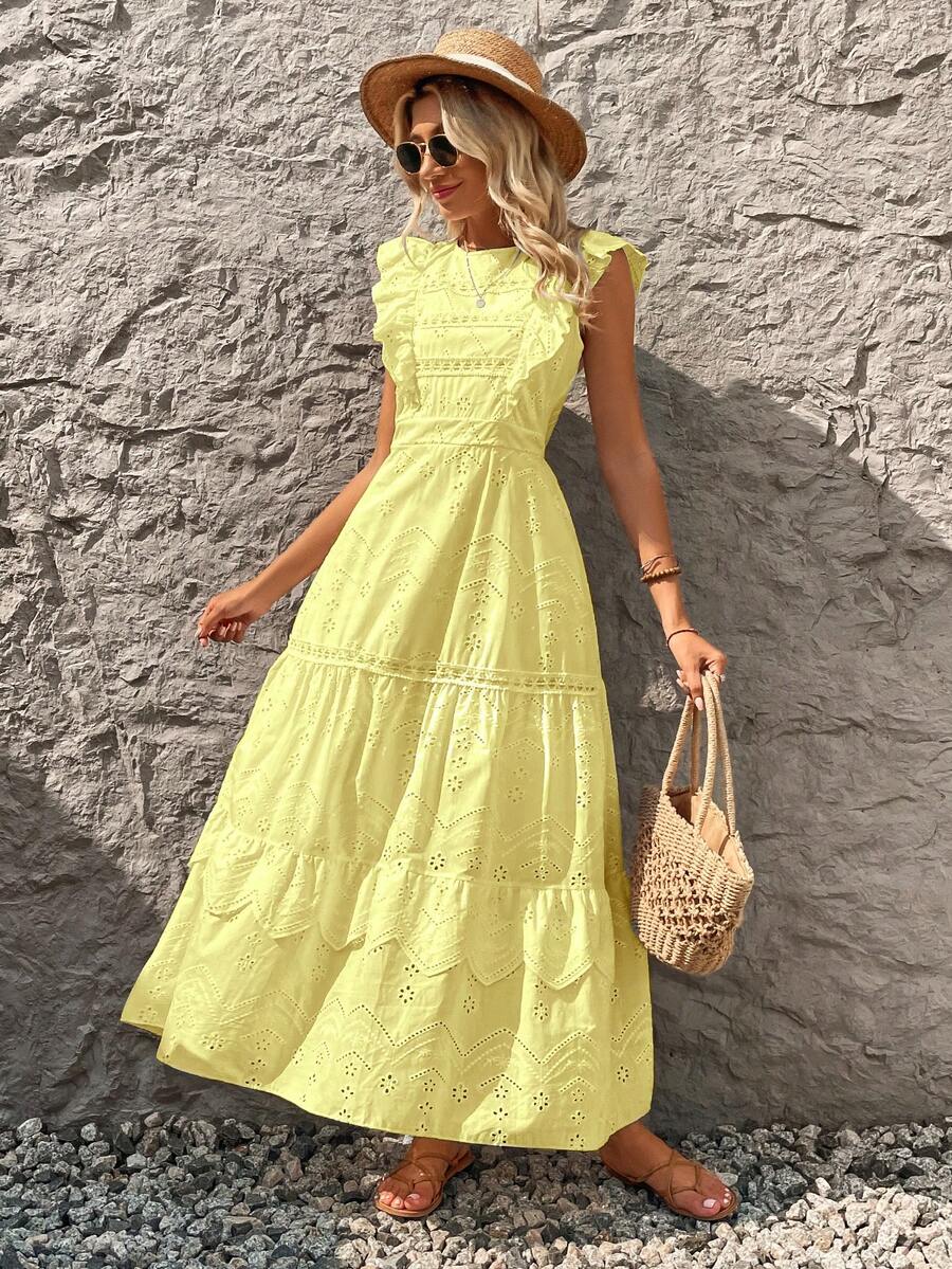 Vestido Longo de Lese com Manga Princesa