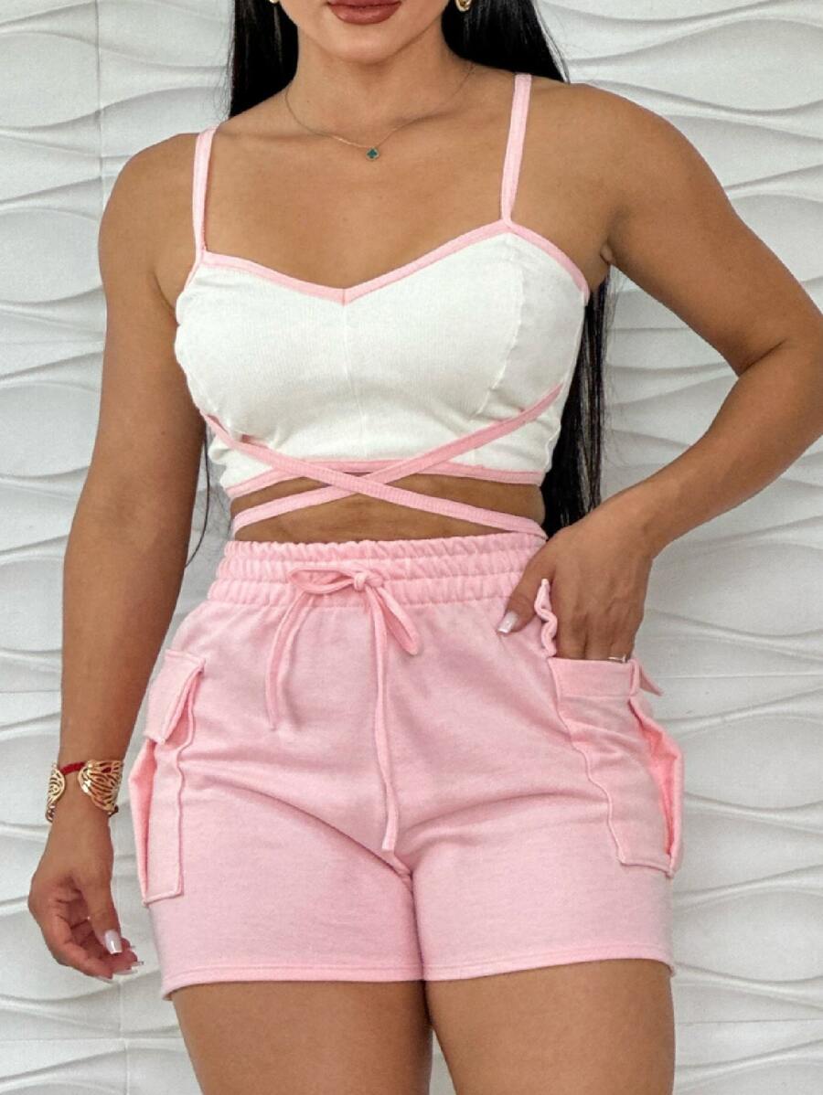 Conjunto Feminino Blusa e Short com Bolsos