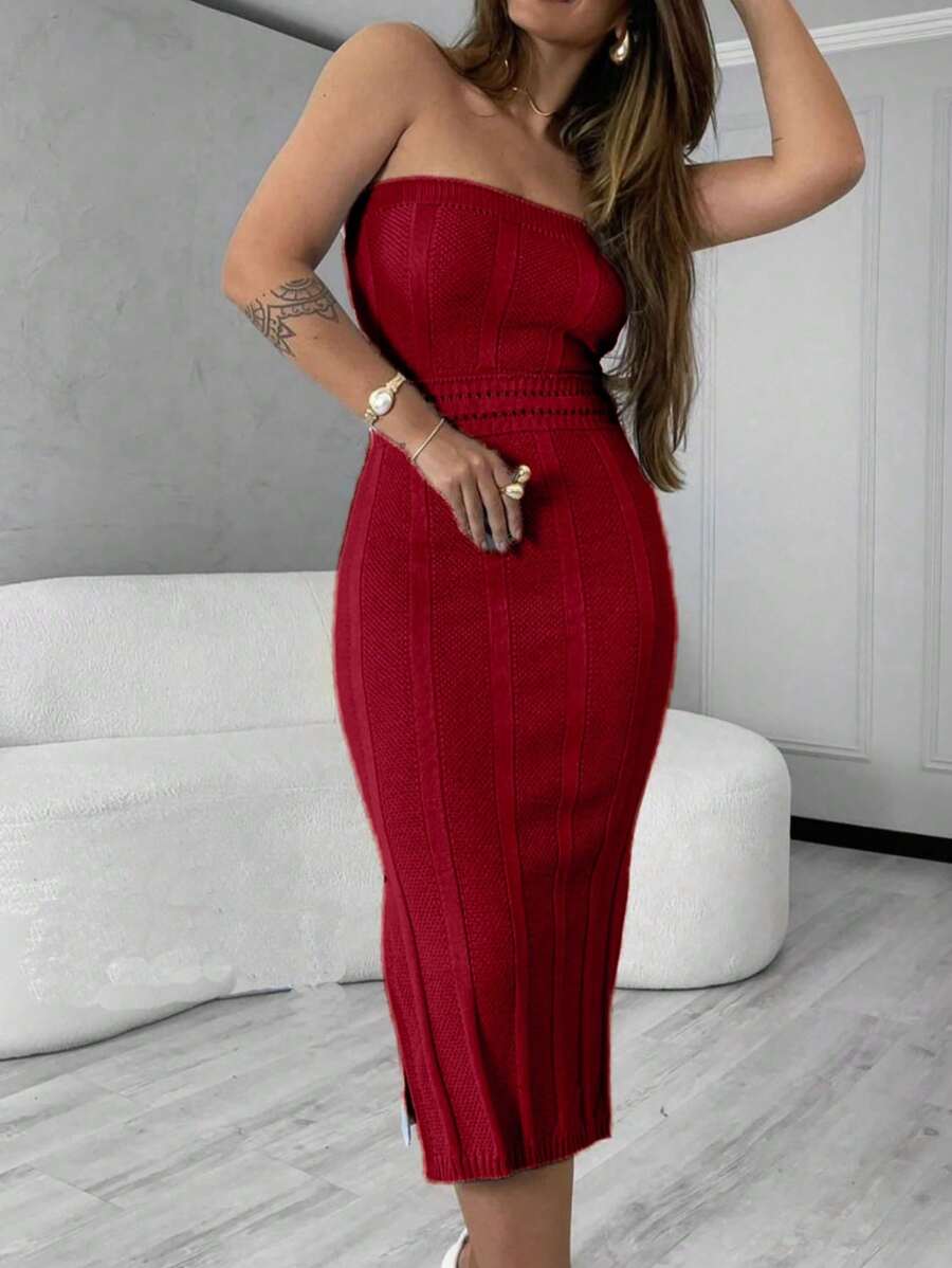 Vestido Feminino Tomara que Caia em Linha Tricô Modal