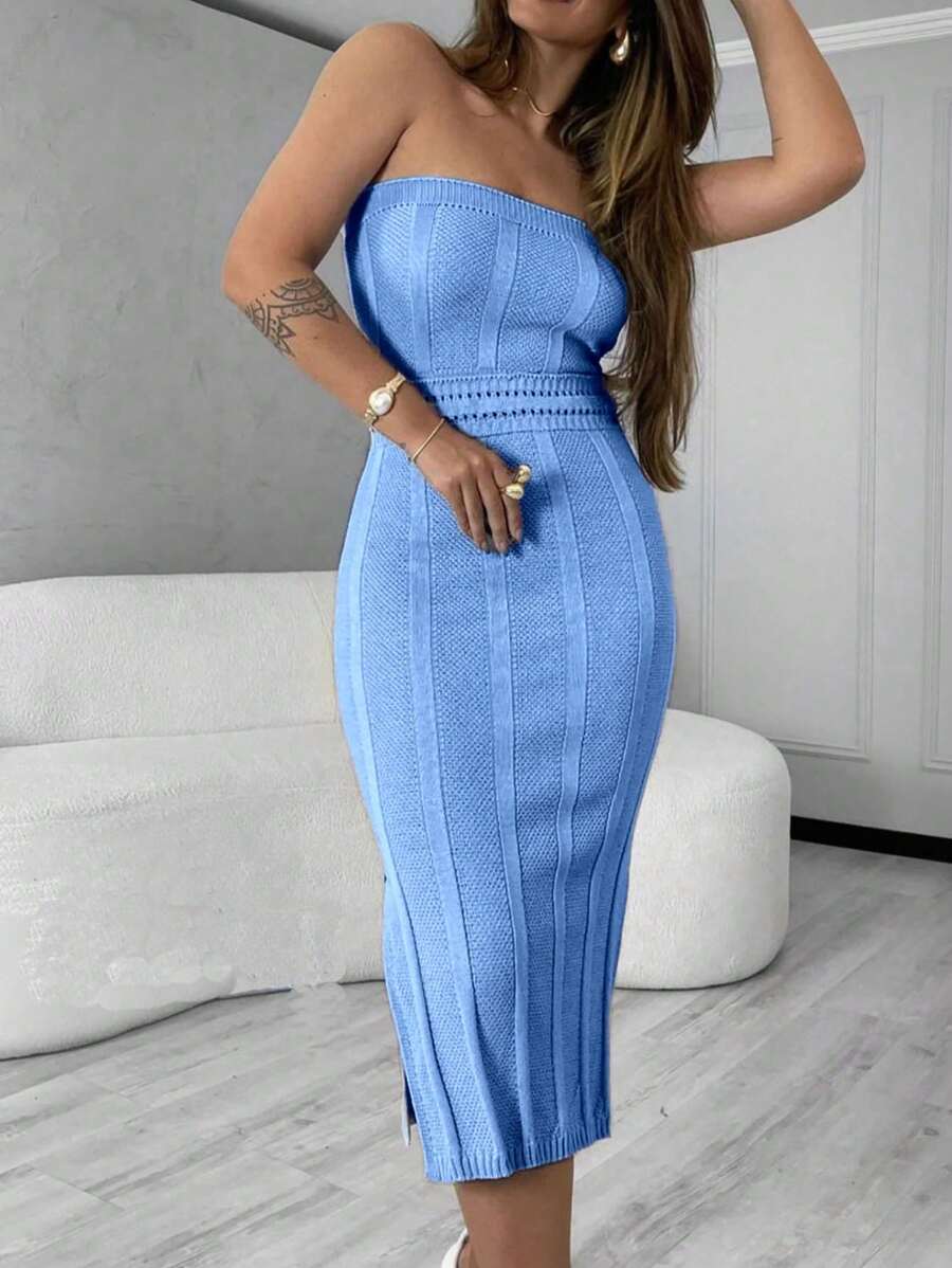 Vestido Feminino Tomara que Caia em Linha Tricô Modal