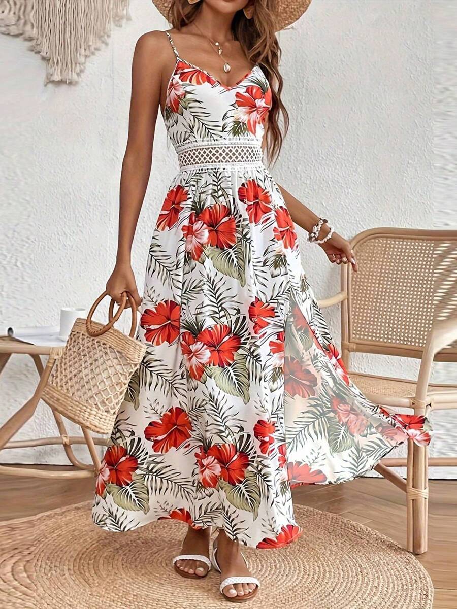 Vestido Estampado Feminino com Decote em V