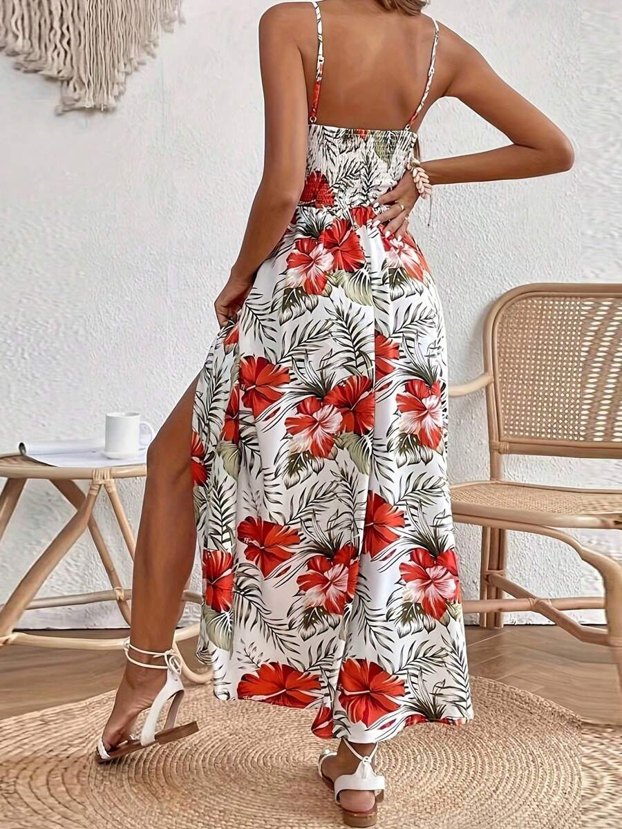 Vestido Estampado Feminino com Decote em V