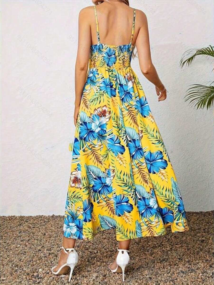 Vestido Estampado Feminino com Decote em V