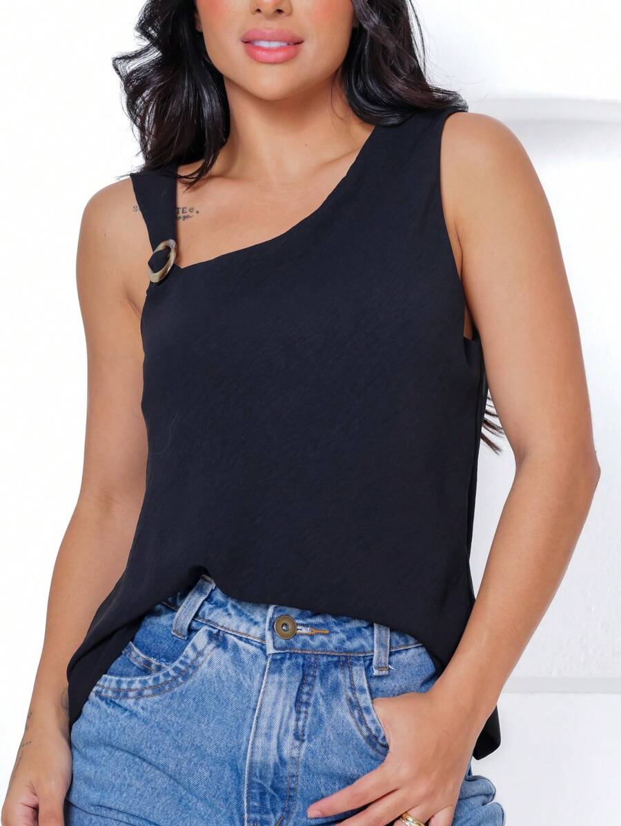 Blusa Feminina Tecido Duna Assimétrica