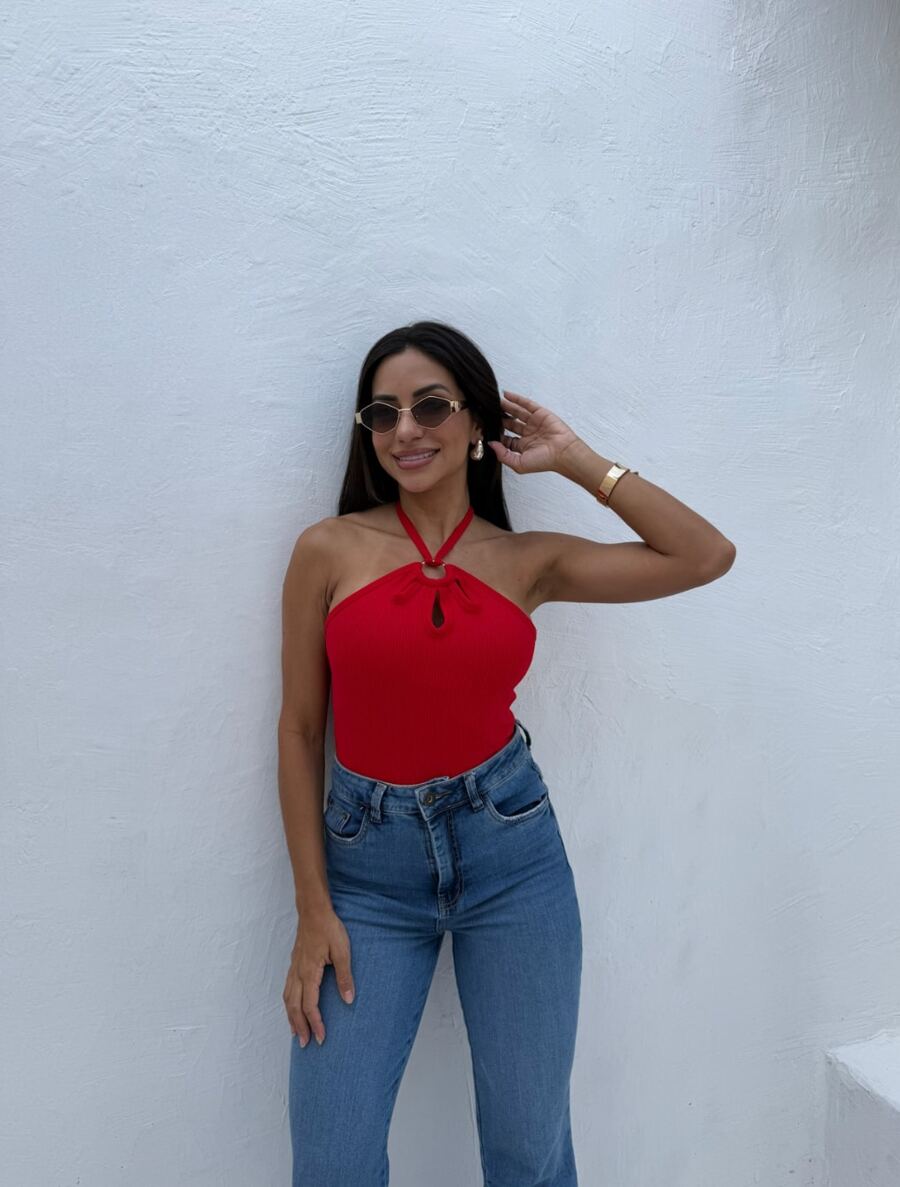 Body Frente Única Feminino com Detalhe Vazado e Nó