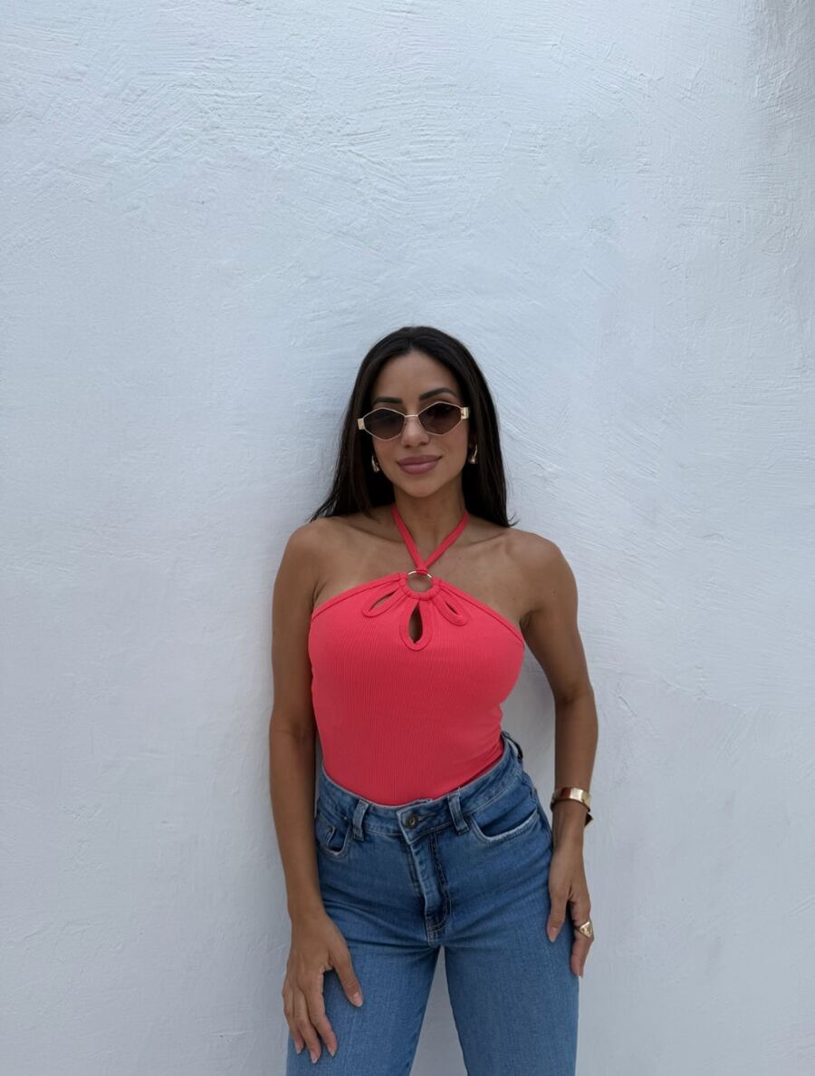 Body Frente Única Feminino com Detalhe Vazado e Nó