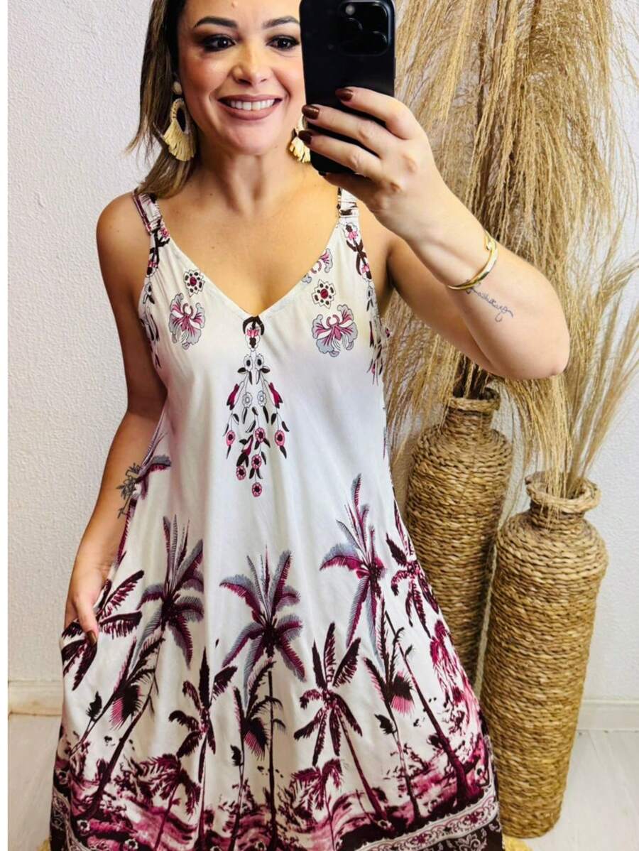 Vestido Feminino Trapézio Estampa Arabesco