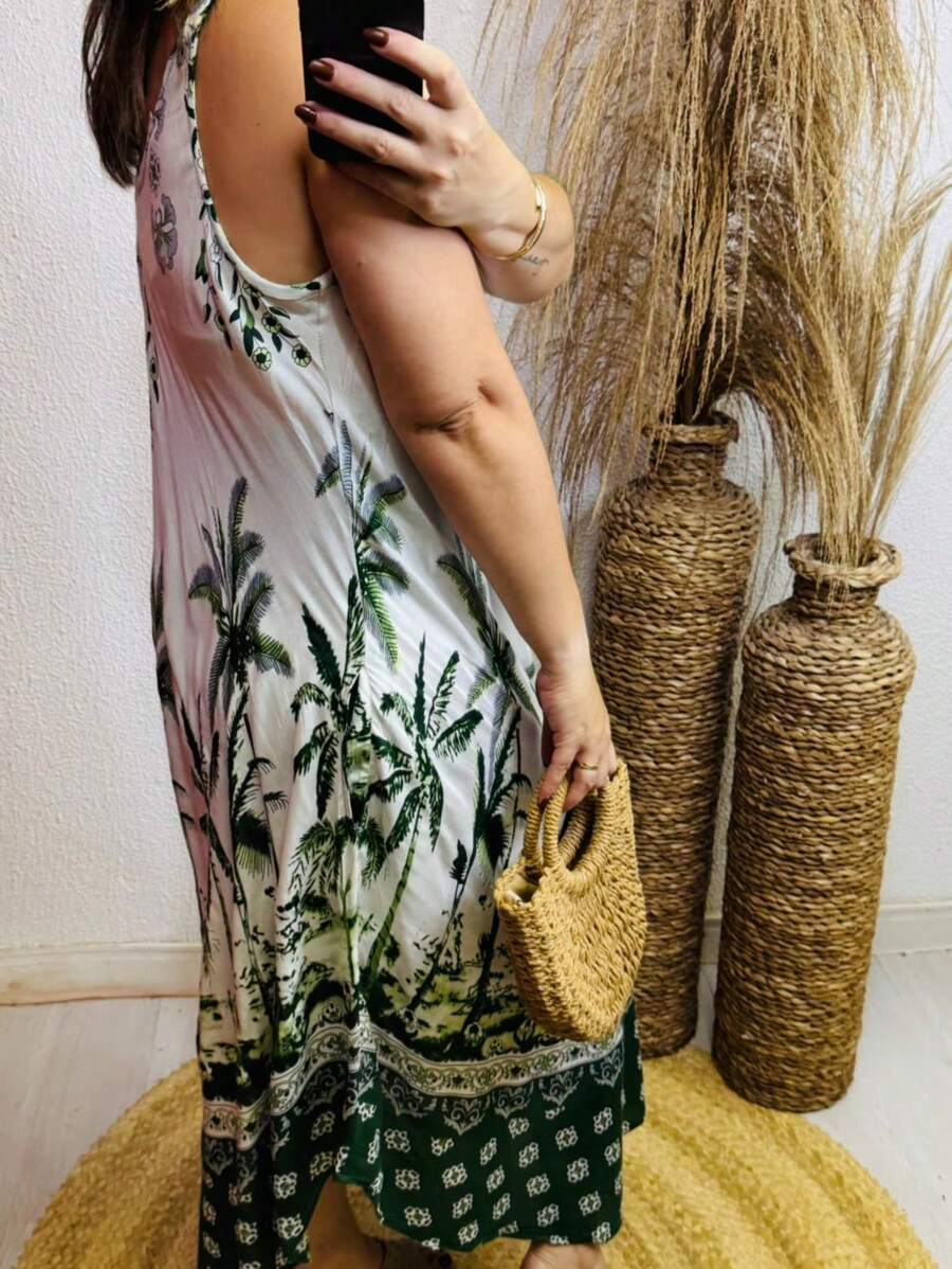 Vestido Feminino Trapézio Estampa Arabesco