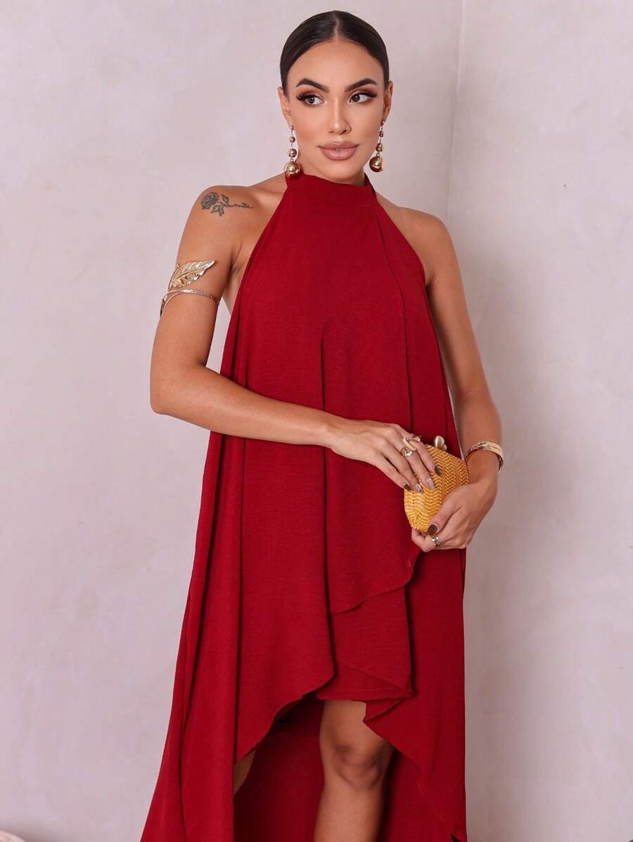 Vestido Laranja Verão Soltinho Elegante com Gola Colarinho