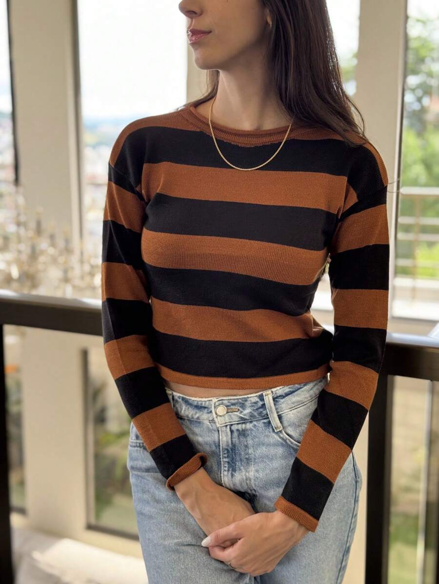 Blusa Feminina Tricô de Estilo Casual