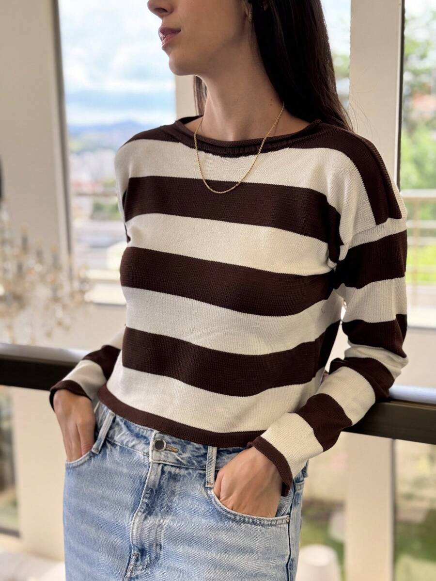Blusa Feminina Tricô de Estilo Casual