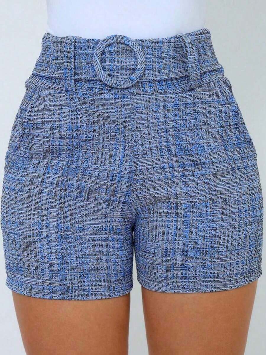 Shorts Feminino Skinny Tecido Linho com Cinto Forrado e Bolso