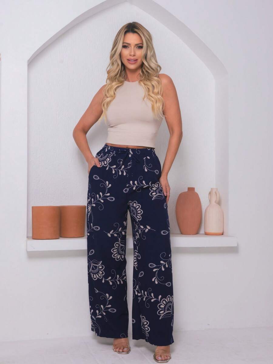 Calça Feminina Larga Estampada