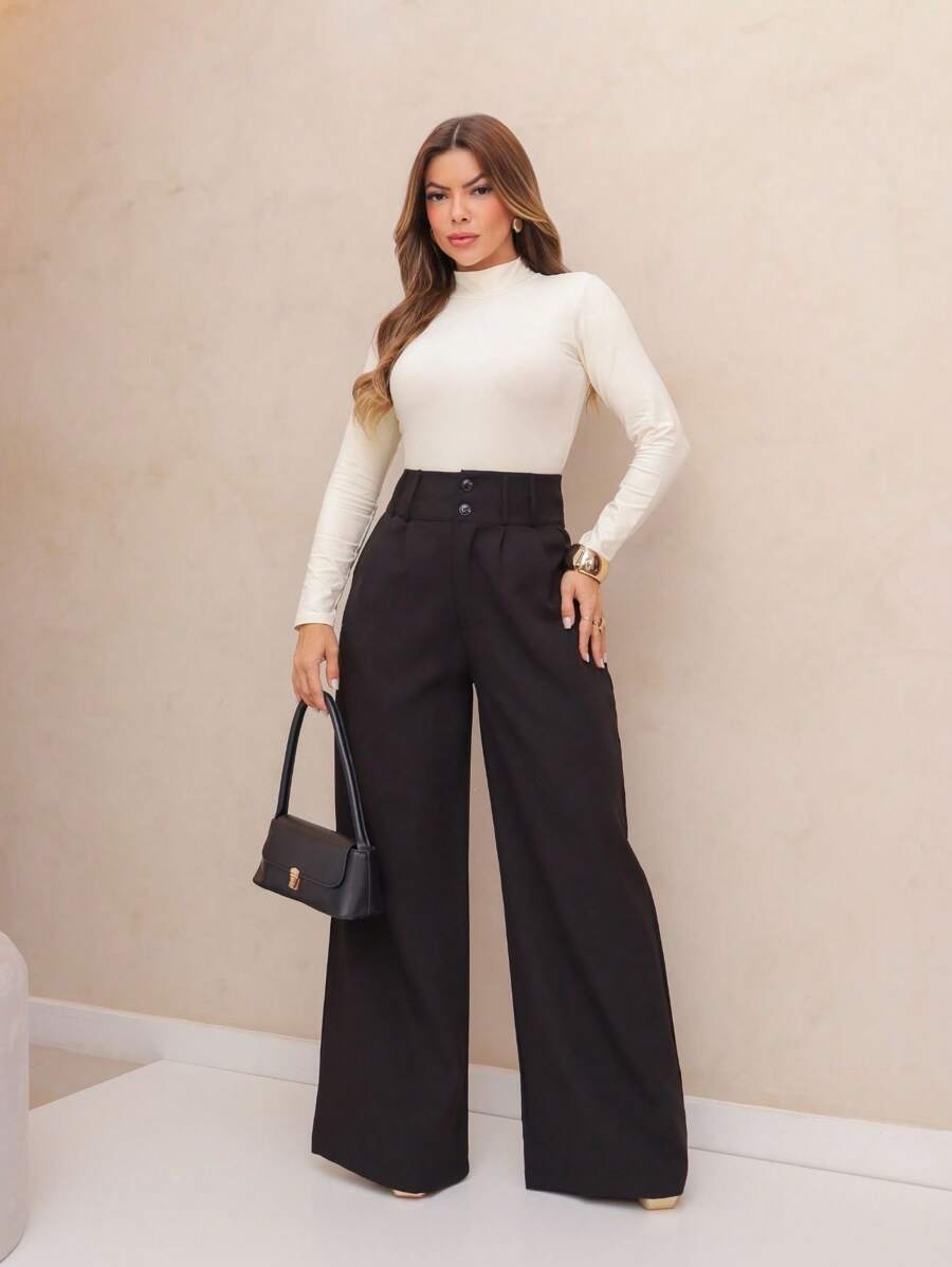 Calça Pantalona Feminina Alfaiataria Social