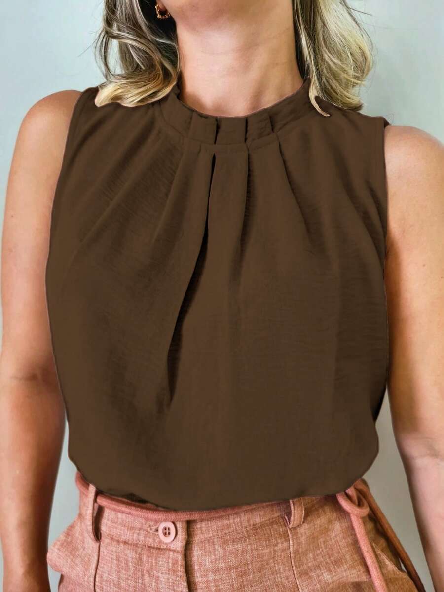Blusa Feminina Social Regata Gola Alta