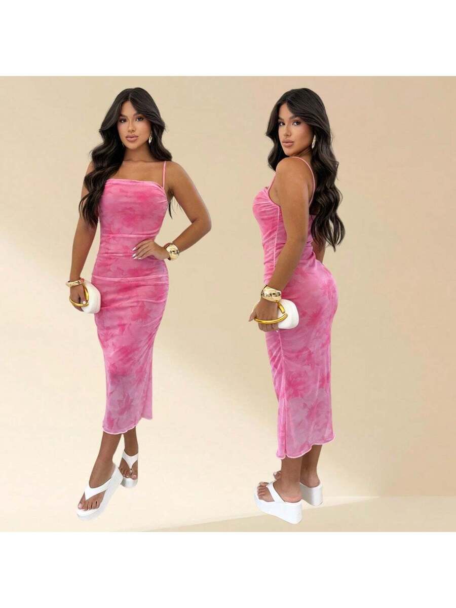 Vestido Midi Tule com Abertura nas Costas