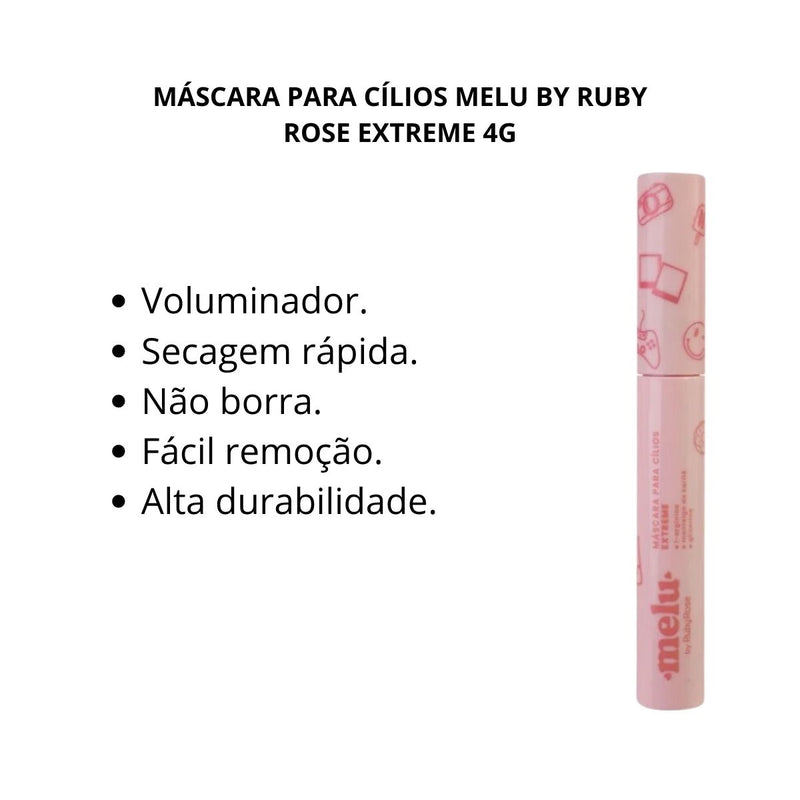 Máscara de Cílios Extreme Volume e Definição - Melu by Ruby Rose