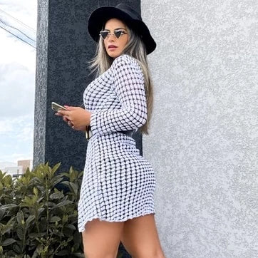 Cardigan Kimono Trico leve e fresco vazadinho para meia estação Feminino Casaco cardigã Manga Longa Alongado