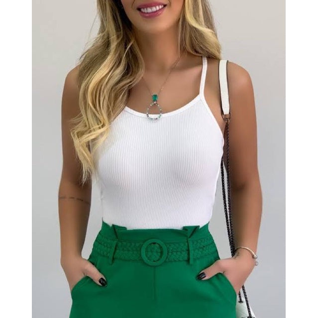 Body Feminino Canelado Cavado Alcinha Costas nuas