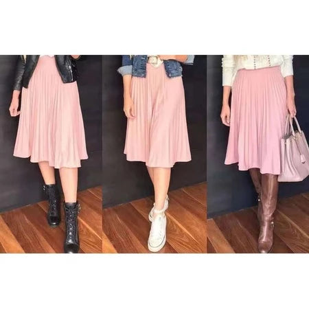 Saia Midi Plissada Feminina