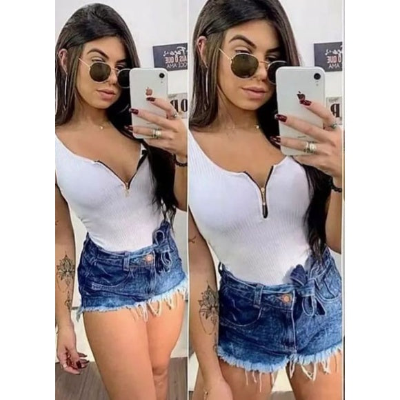body canelado com ziper feminino