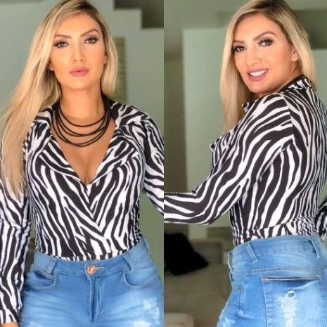 Body Feminino Camisa Casual com Bojo – Manga Longa