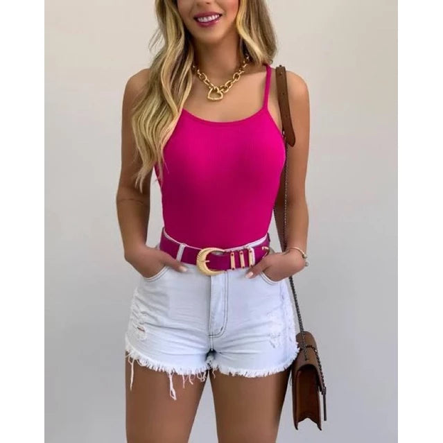 Body Feminino Canelado Cavado Alcinha Costas nuas